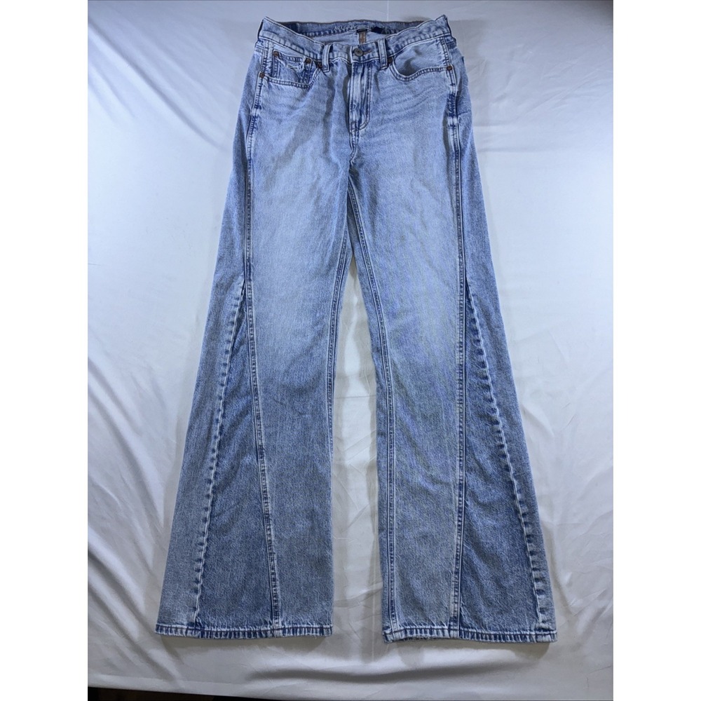 American Eagle Low Rise Baggy Flare Y2K Jeans Women's Size 2 Long - Picture 2 of 14